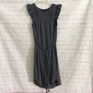 H&M Blue and White Flutter Sleeve Fully Lined Dress - Size 6
